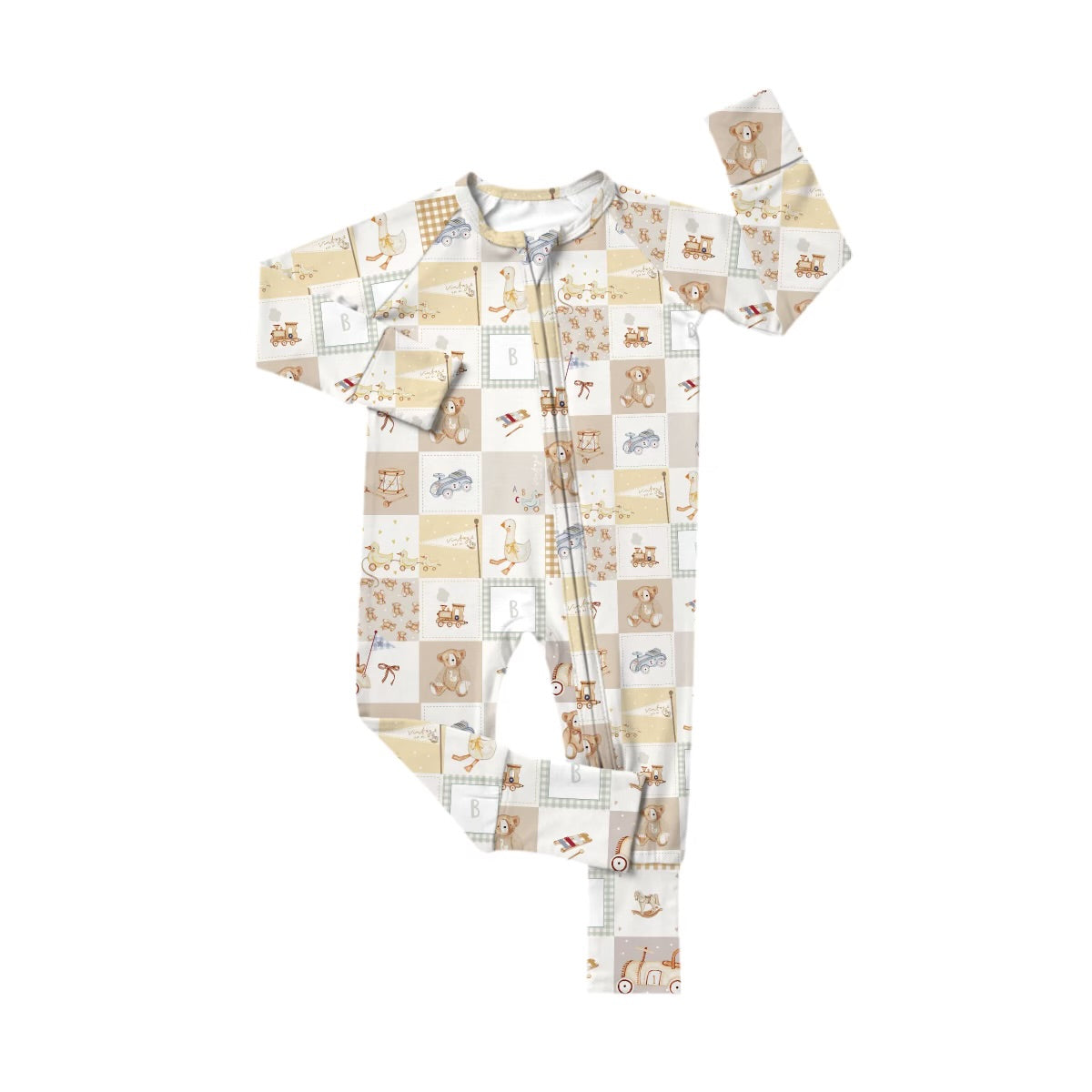 Little Toy Quilt Zipper Romper