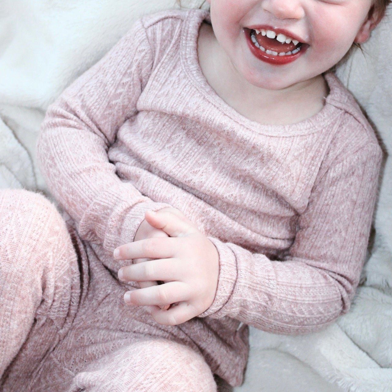 Pink Knitted Thermal Two Piece