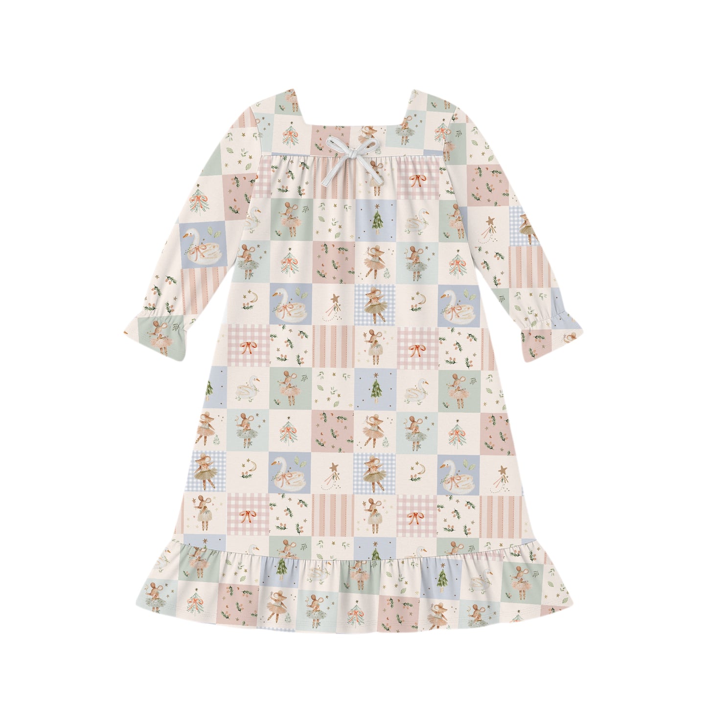 PREORDER - Sugarplum Patchwork Long Sleeve Dress