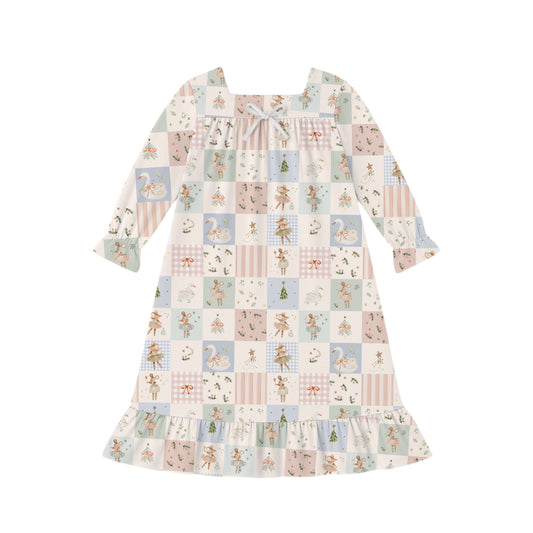 PREORDER - Sugarplum Patchwork Long Sleeve Dress