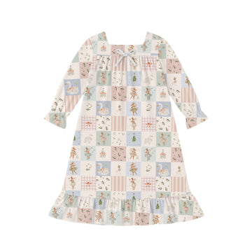PREORDER - Sugarplum Patchwork Long Sleeve Dress