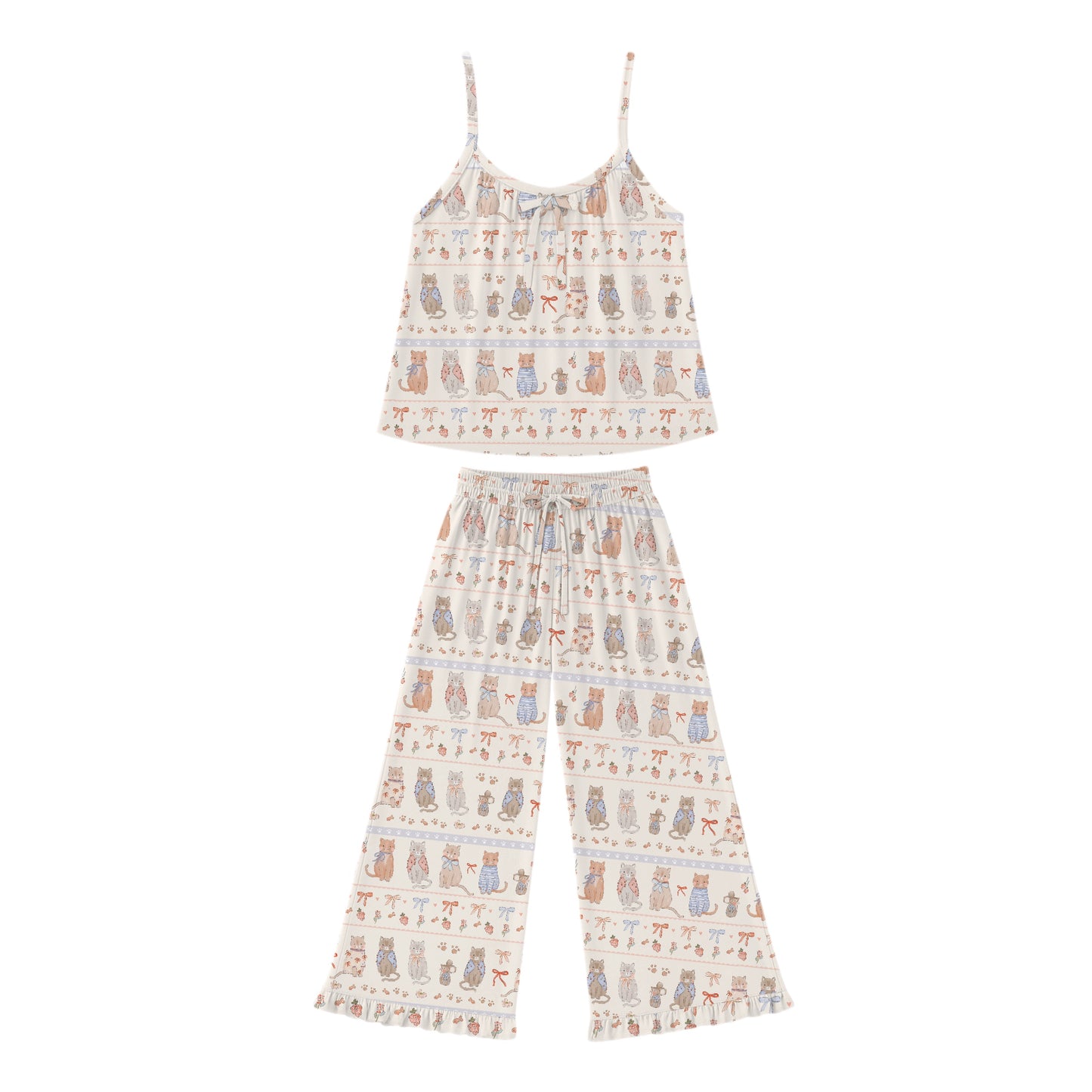 Bows and Whiskers Women's Ruffle Set