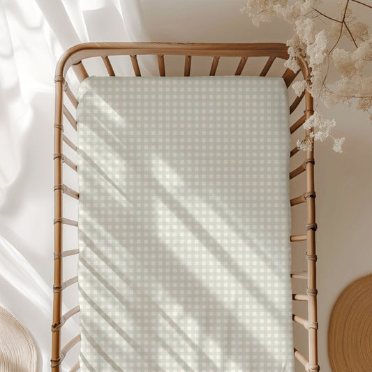Sage Gingham Crib Sheet