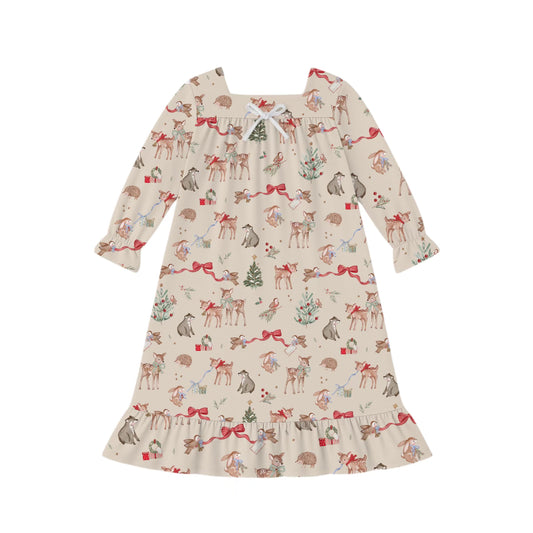 PREORDER - Woodland Noel Long Sleeve Dress
