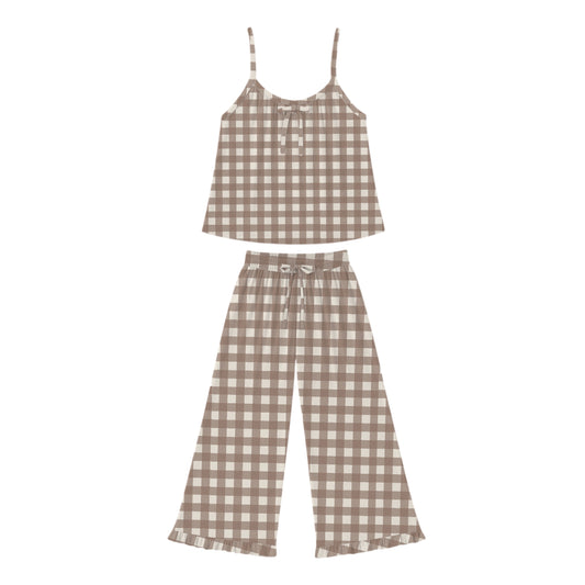 Espresso Gingham Women’s Ruffle Set