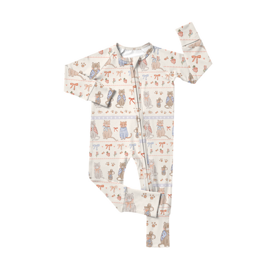Bows and Whiskers Zipper Romper