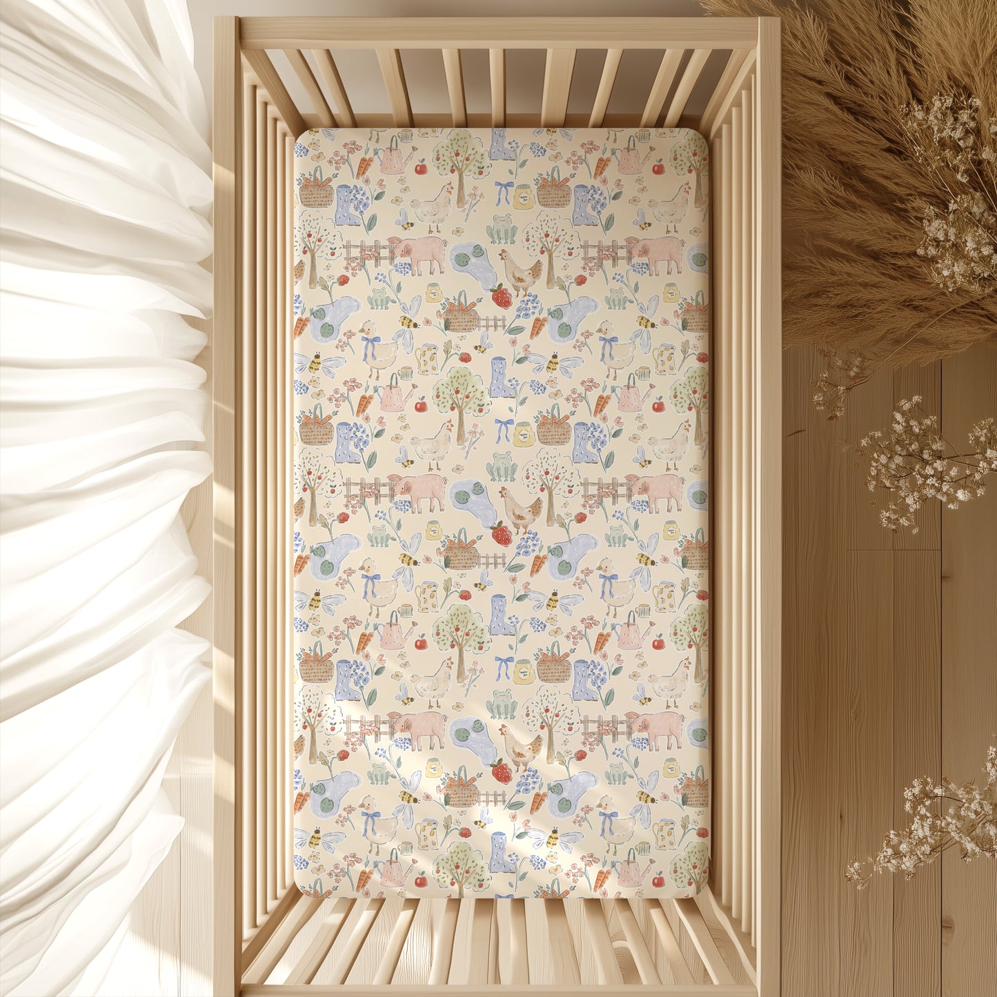 Honey and Hen House Crib Sheet