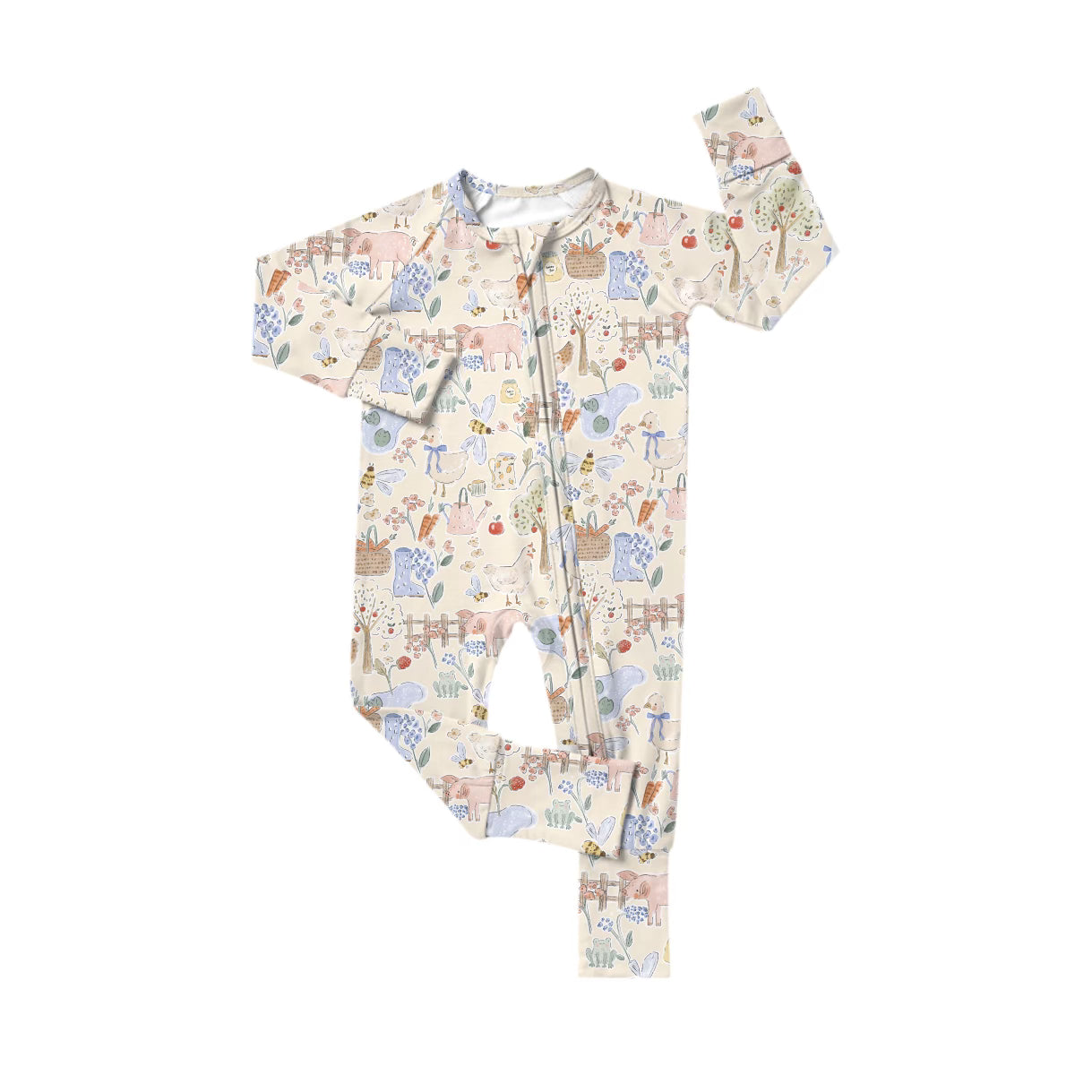 Honey and Hen Zipper Romper