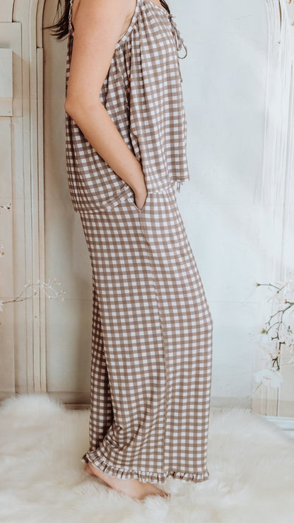 Espresso Gingham Women’s Ruffle Set