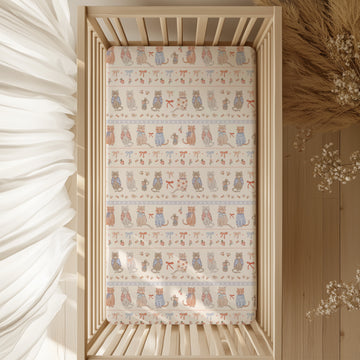 Bows and Whiskers Crib Sheet
